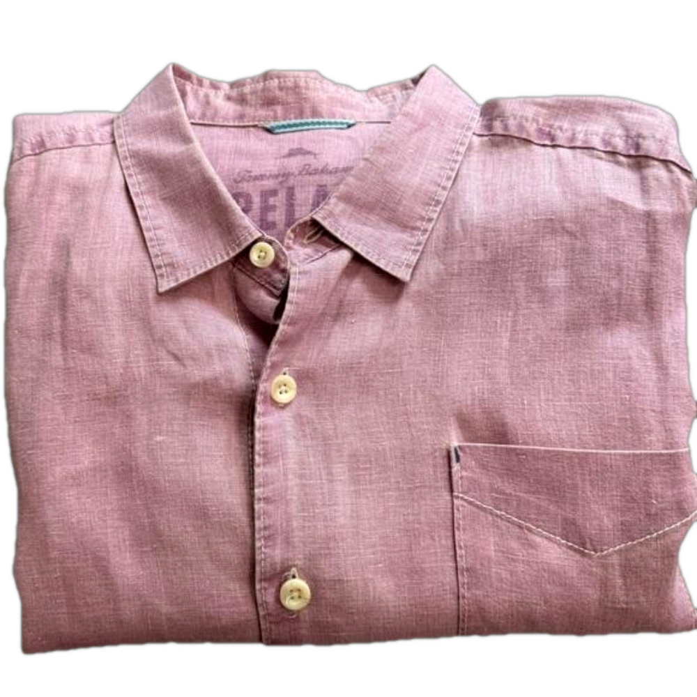 Tommy Bahama Relax Red Sea Glass Breezer Linen Shirt Men's